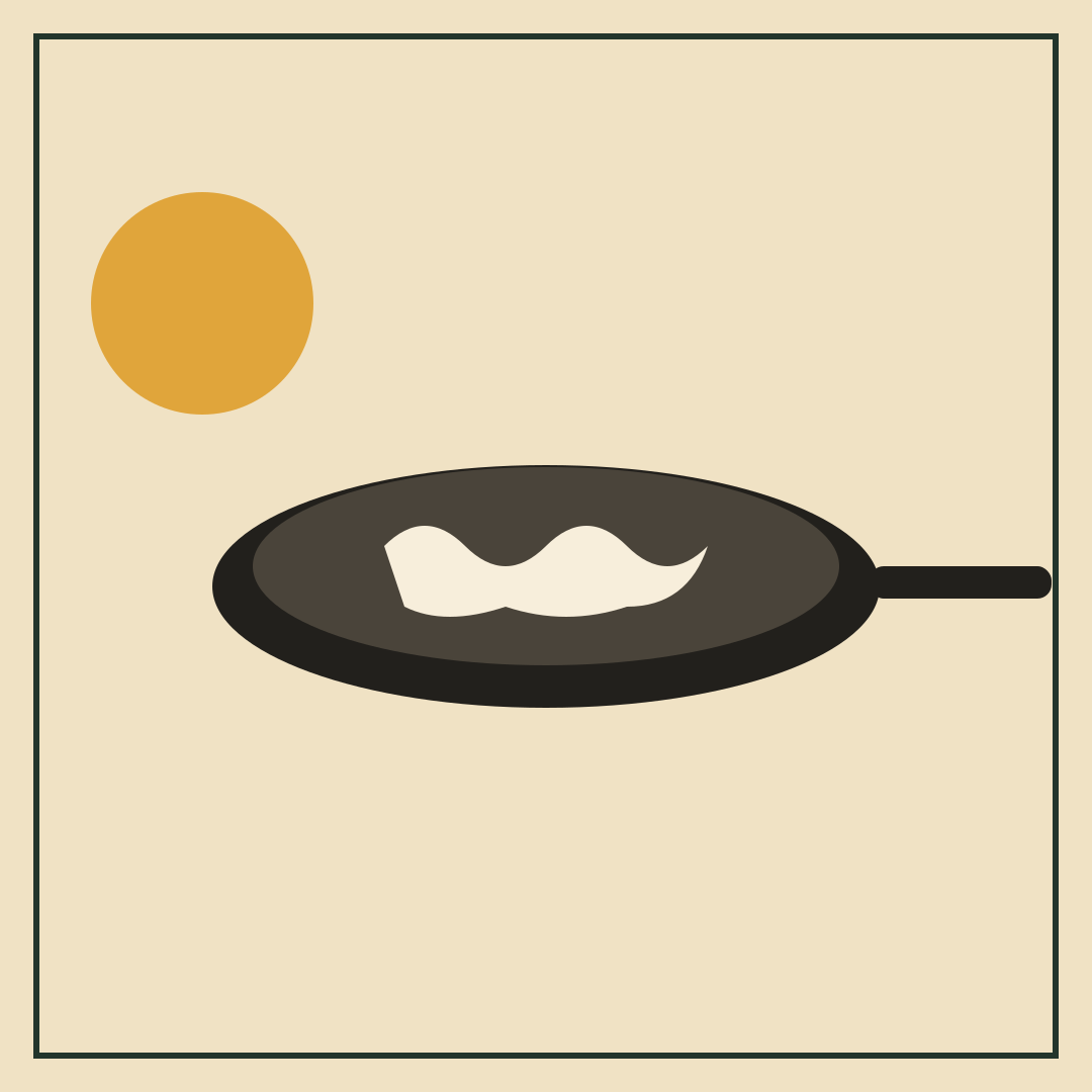 Skillet of scrambled egg whites with the sun rising